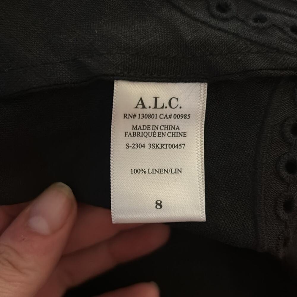 NEW A.L.C. Heather black linen eyelet hi lo skirt - Picture 14 of 15